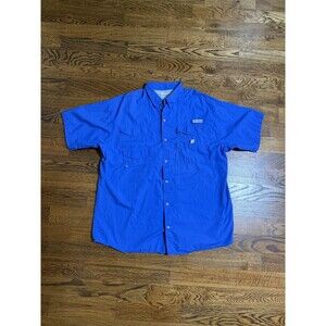 Columbia Button Up Shirt Men's XL Blue PFG Bonehead Long Sleeve Fishing